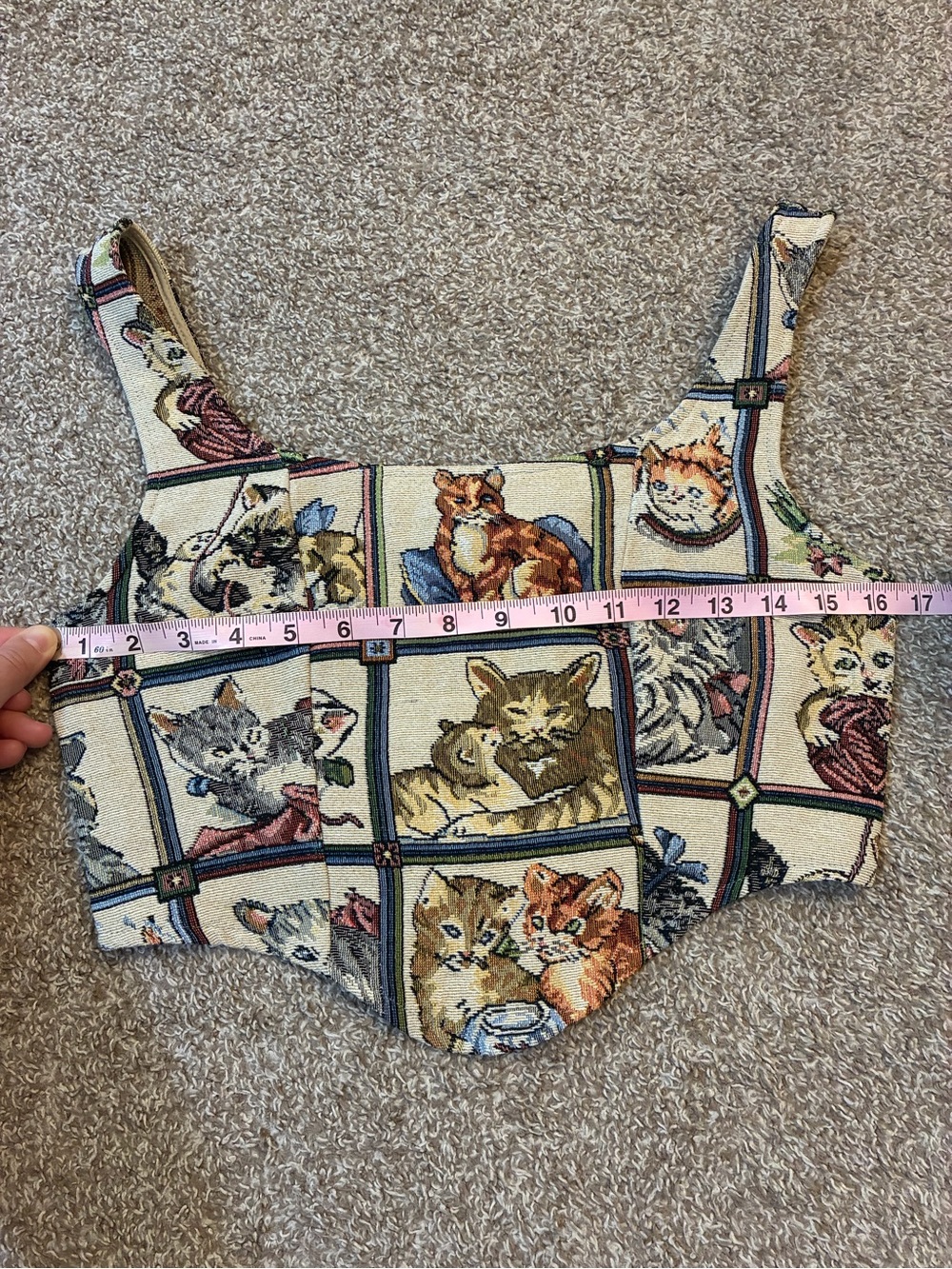 Cat Patchwork Woven Fabric Corset Top - Picture 3 of 3